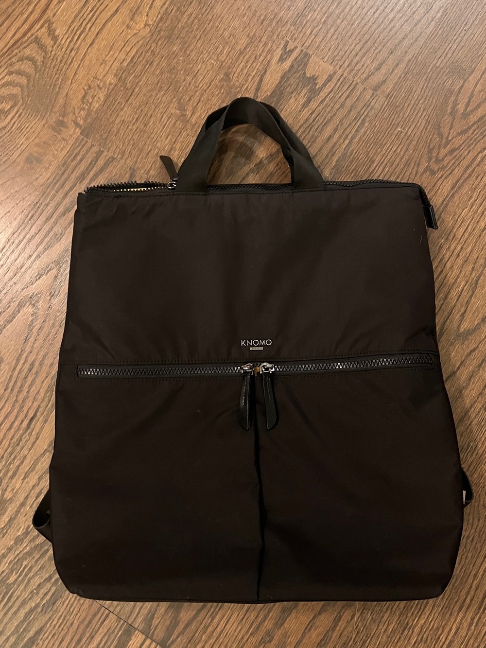 Knomo London Black Nylon convertible laptop Backpack Tote